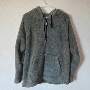 PINK Victoria’s Secret Green Sherpa Hoodie Jacket